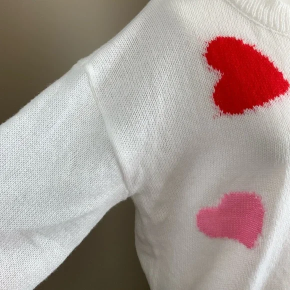 NWOT SHEIN Heart Pattern Pullover Knit Sweater - Picture 6 of 10
